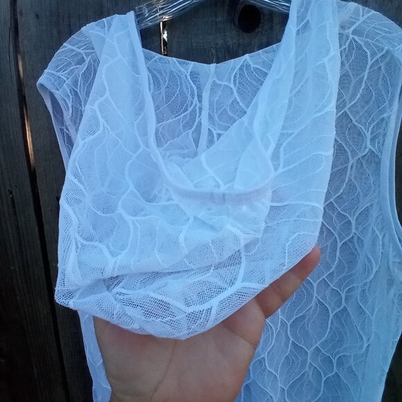 Alexa & Stella Womens Beach Pool Cover Up Sz 2X White Pullover V Neck With Hat - Picture 4 of 8